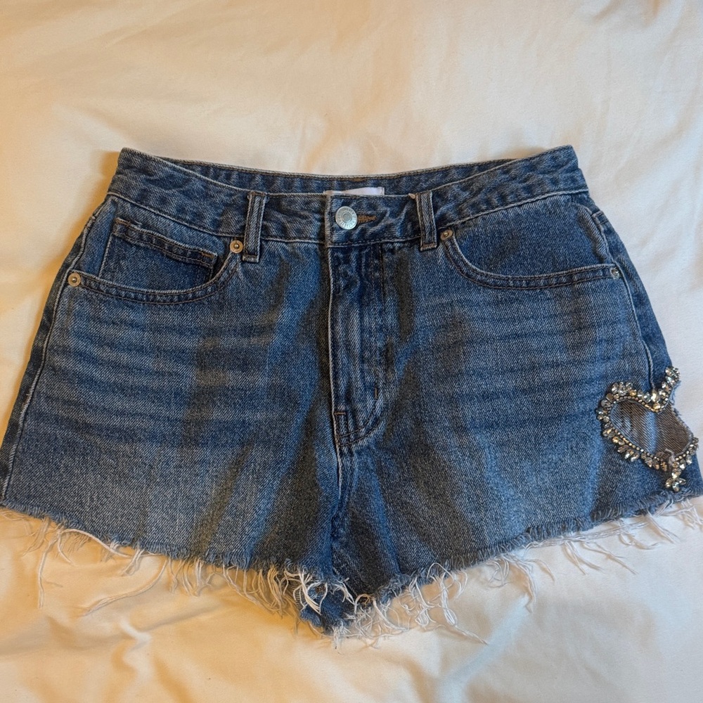 Forever 21 Blue Jean Shorts with Heart Accent